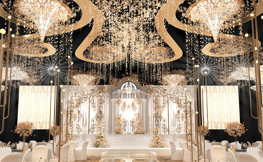 桦甸花木兰喜事汇金色大厅效果展示